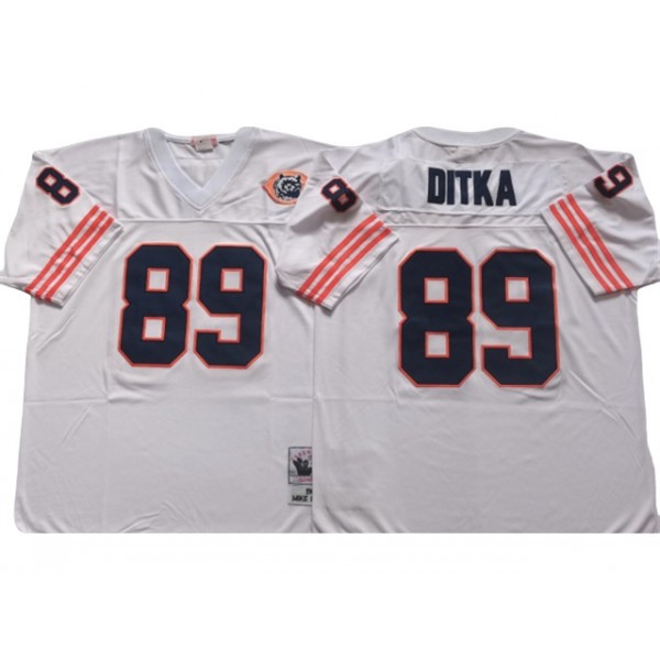 Chicago Bears #89 Mike Ditka Throwback White Jersey