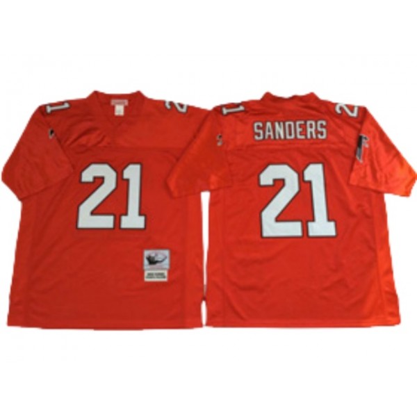 Atlanta Falcons #21 Deion Sanders Throwback Red Jersey