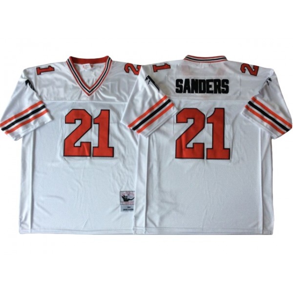 Atlanta Falcons #21 Deion Sanders 1989 Throwback White Jersey