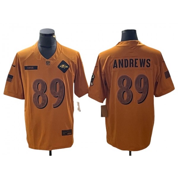 Baltimore Ravens #89 Mark Andrews 2023 Brown Salute To Service Limited Jersey