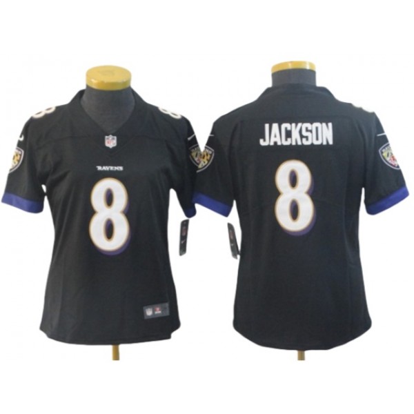 Baltimore Ravens #8 Lamar Jackson Women's Black Vapor Limited Jersey