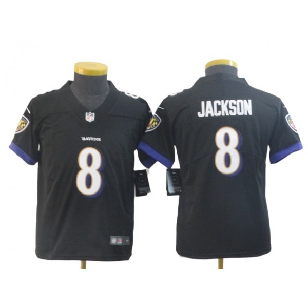 Baltimore Ravens #8 Lamar Jackson Youth Black Vapor Limited Jersey