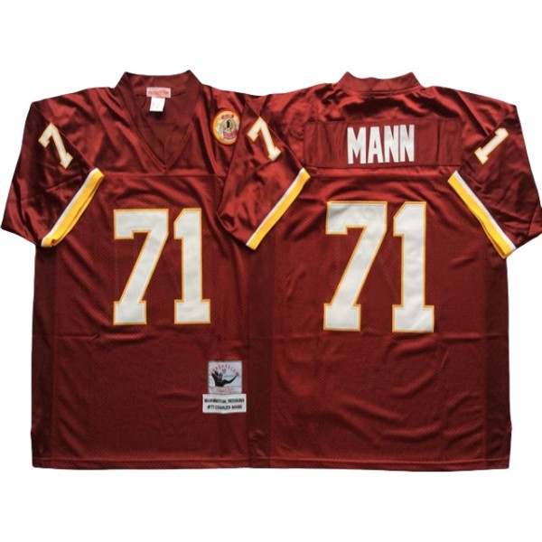 Washington Redskins #71 Charles Mann Throwback Burgundy Jersey