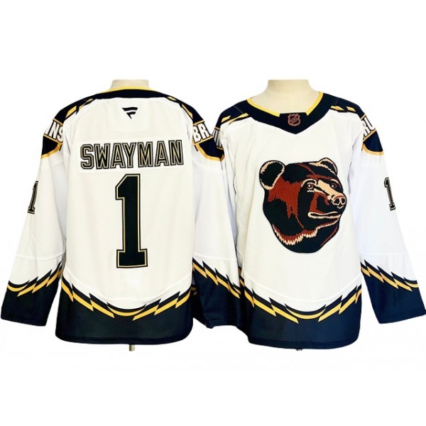 Boston Bruins #1 Jeremy Swayman White Reverse Retro 2.0 Jersey