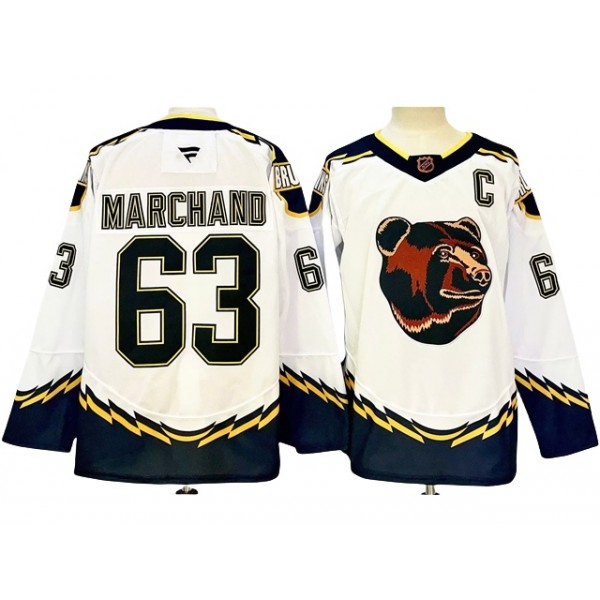 Boston Bruins #63 Brad Marchand White Reverse Retro 2.0 Jersey