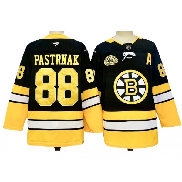 Boston Bruins #88 David Pastrnak 2024 Black Alternate 100th Anniversary Jersey