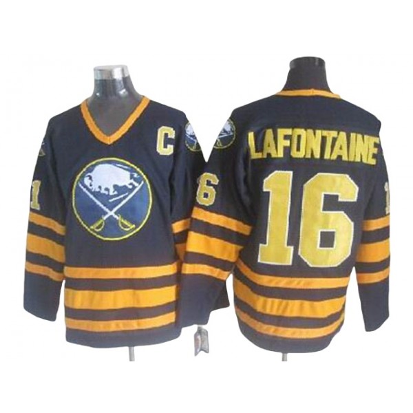 Buffalo Sabres #16 Pat LaFontaine CCM Vintage Navy Blue Jersey