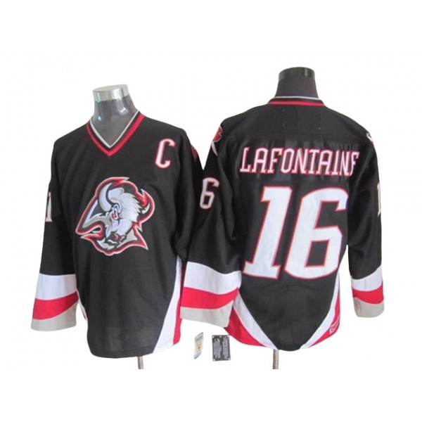 Buffalo Sabres #16 Pat LaFontaine CCM Vintage Black Jersey