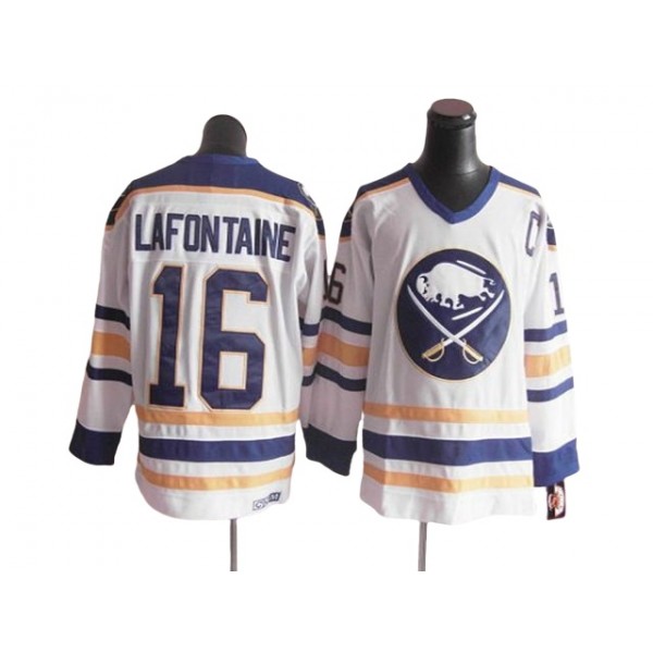 Buffalo Sabres #16 Pat LaFontaine CCM Vintage White Jersey