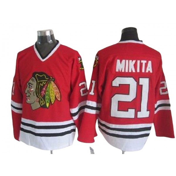 Chicago Blackhawks #21 Stan Mikita Red Vintage CCM Jersey