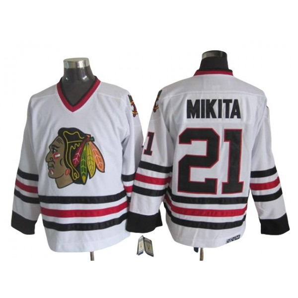 Chicago Blackhawks #21 Stan Mikita CCM Vintage White Jersey