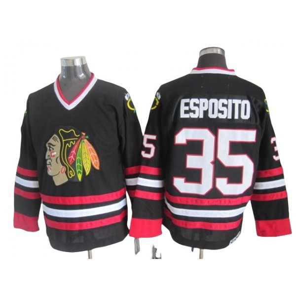 Chicago Blackhawks #35 Tony Esposito CCM Vintage Black Jersey