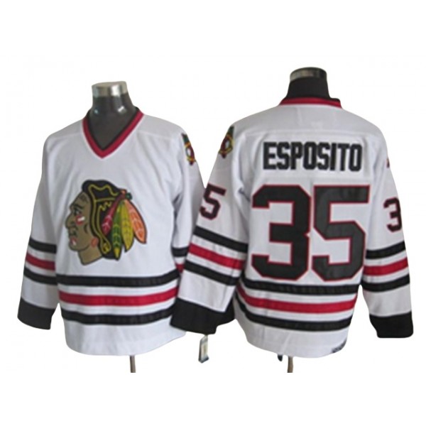 Chicago Blackhawks #35 Tony Esposito CCM Vintage White Jersey