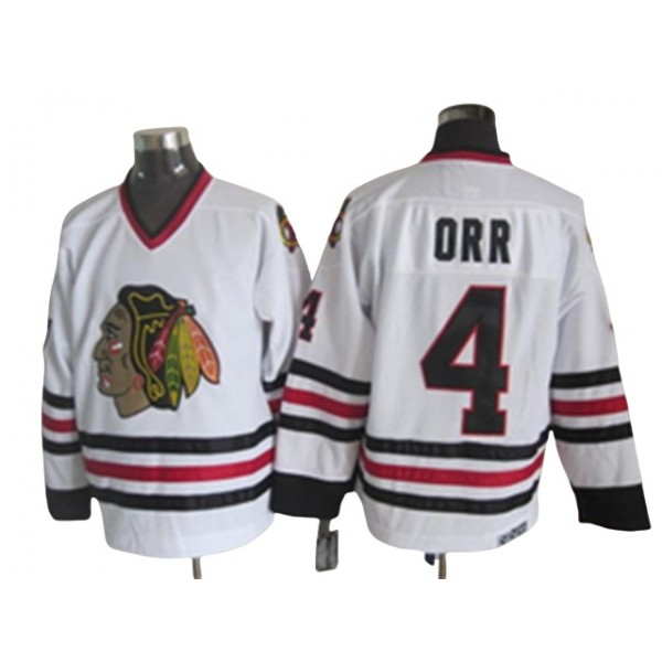 Chicago Blackhawks #4 Bobby Orr CCM Vintage White Jersey