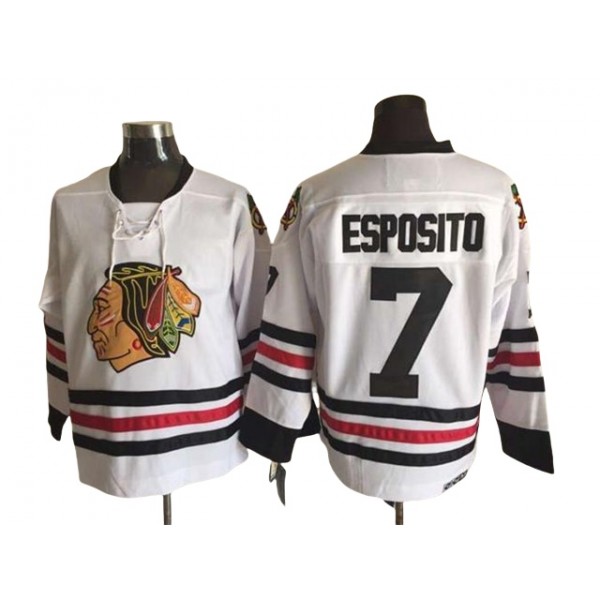 Chicago Blackhawks #7 Phil Esposito White 1963 Vintage CCM Jersey