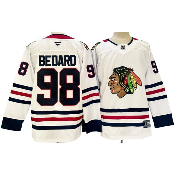 Chicago Blackhawks #98 Connor Bedard 2024 White Jersey