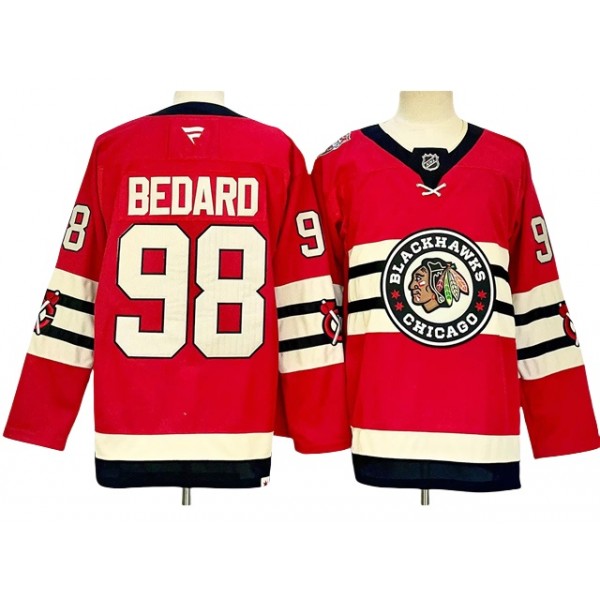 Chicago Blackhawks #98 Connor Bedard Red 2025 Winter Classic Jersey