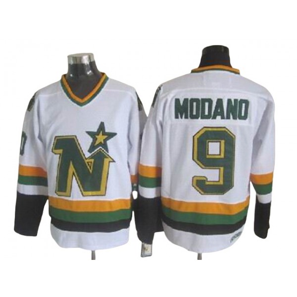 Minnesota North Stars #9 Mike Modano 1980's CCM Vintage White Jersey