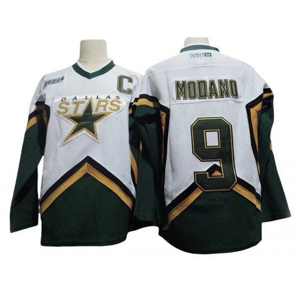 Dallas Stars #9 Mike Modano White 2000's Vintage CCM Jersey