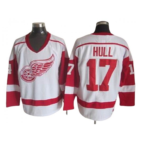 Detroit Red Wings #17 Brett Hull CCM Vintage White Jersey