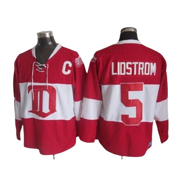 Detroit Red Wings #5 Nicklas Lidstrom Red 2009 Vintage CCM Jersey