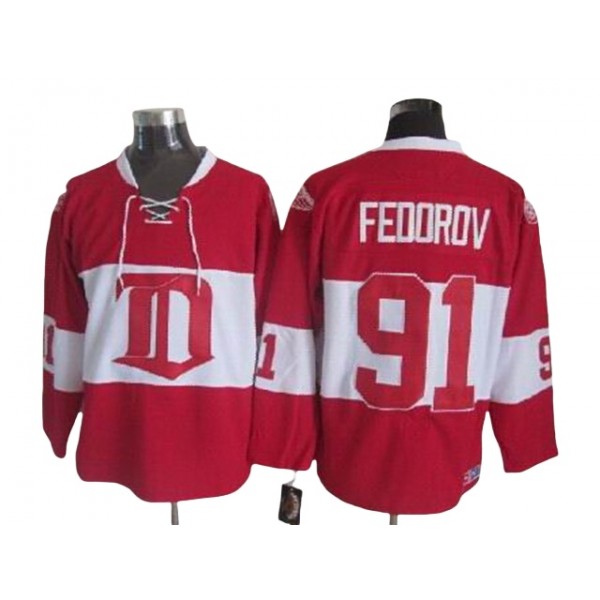 Detroit Red Wings #91 Sergei Fedorov Red 2009 Vintage CCM Jersey