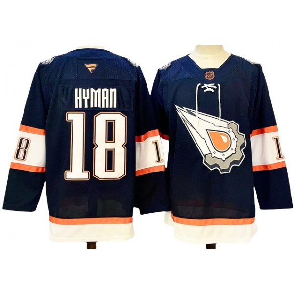 Edmonton Oilers #18 Zach Hyman Navy Reverse Retro 2.0 Jersey