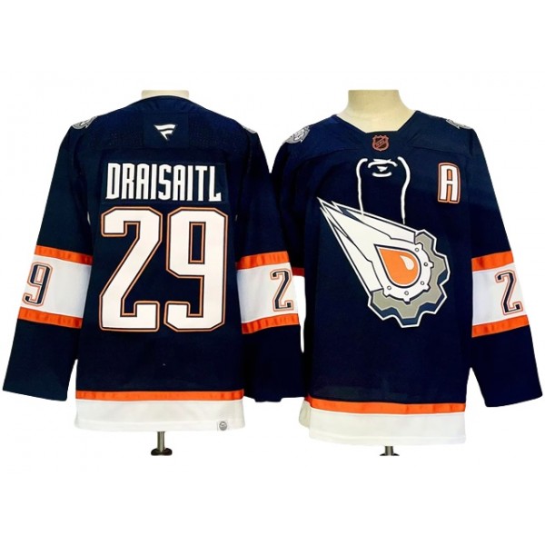 Edmonton Oilers #29 Leon Draisaitl Navy Reverse Retro 2.0 Jersey