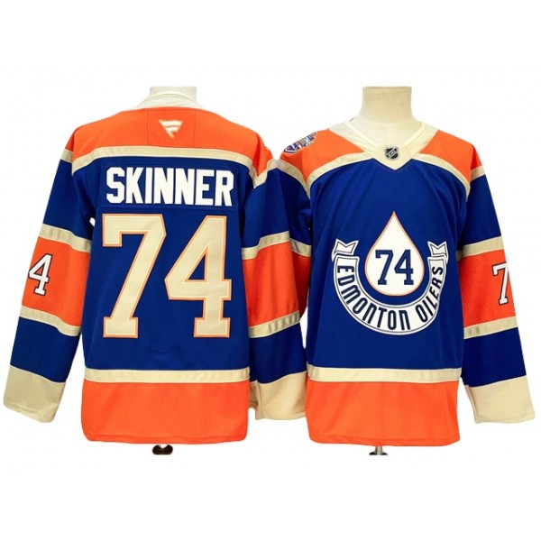 Edmonton Oilers #74 Stuart Skinner Royal Blue Heritage Classic Jersey