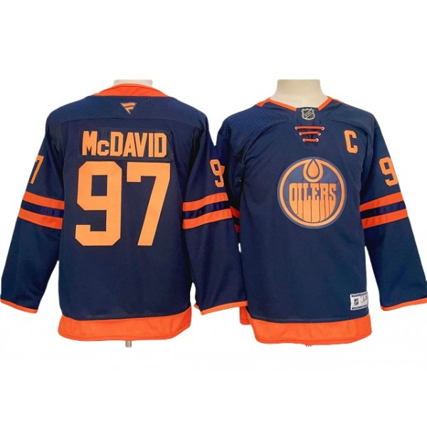 Edmonton Oilers #97 Connor McDavid 2024 Youth Alternate Navy Jersey