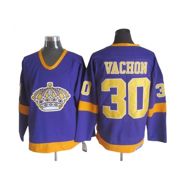 Los Angeles Kings #30 Rogie Vachon Purple 1970 Vintage CCM Jersey