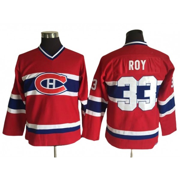 Montreal Canadiens #33 Patrick Roy Youth CCM Vintage Red Jersey