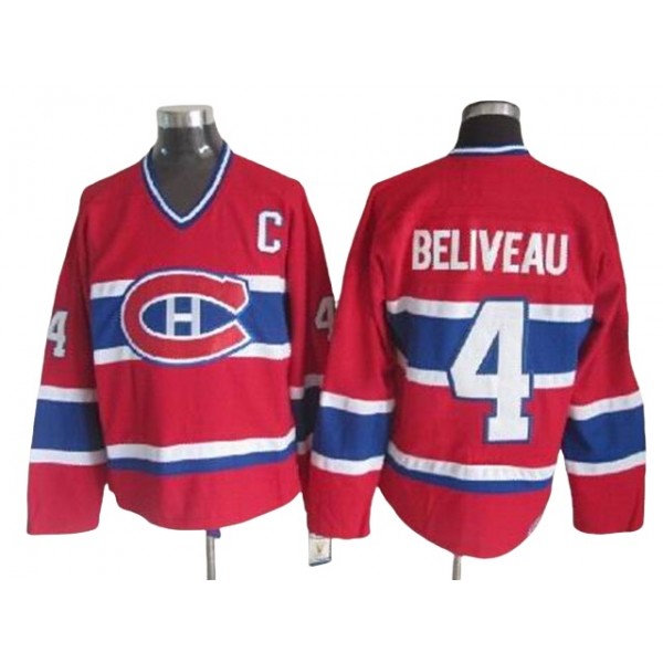 Montreal Canadiens #4 Jean Beliveau Vintage CCM Red Jersey