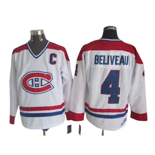 Montreal Canadiens #4 Jean Beliveau Vintage CCM White Jersey