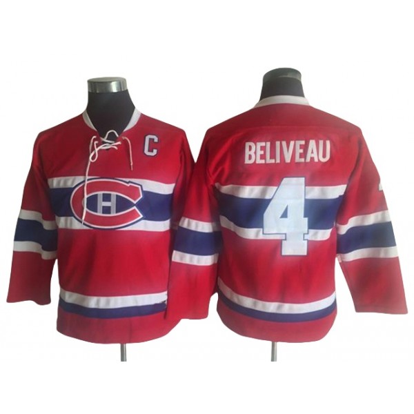 Montreal Canadiens #4 Jean Beliveau Youth CCM Vintage Red Jersey