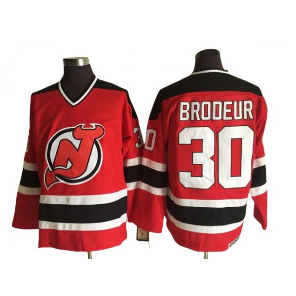 New Jersey Devils #30 Martin Brodeur 2000's CCM Vintage Red Jersey