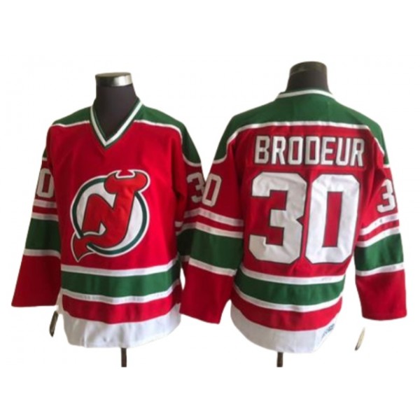 New Jersey Devils #30 Martin Brodeur 1990's CCM Vintage Red Jersey