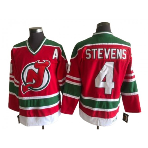 New Jersey Devils #4 Scott Stevens 1990's CCM Vintage Red Jersey