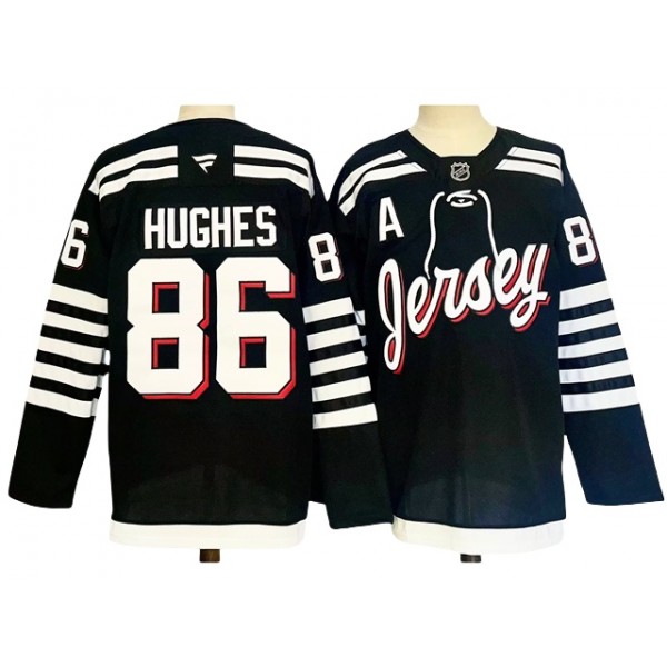 New Jersey Devils #86 Jack Hughes 2024 Alternate Black Jersey