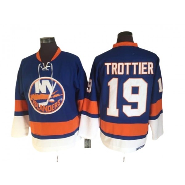 New York Islanders #19 Bryan Trottier 1970's CCM Vintage Blue Jersey