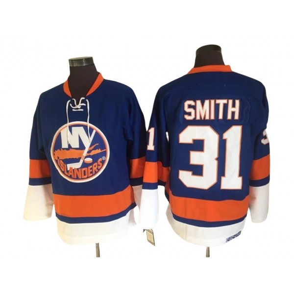 New York Islanders #31 Billy Smith 1970's CCM Vintage Blue Jersey