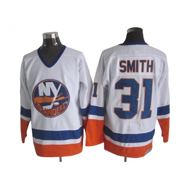 New York Islanders #31 Billy Smith 1980's CCM Vintage White Jersey