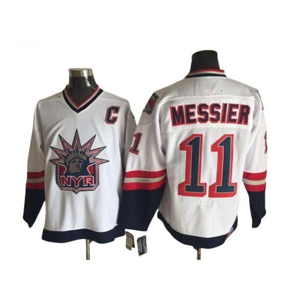 New York Rangers #11 Mark Messier 1998 CCM Liberty Logo White Jersey