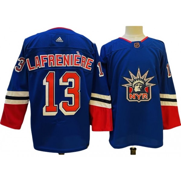 New York Rangers #13 Alexis Lafrenière Royal Reverse Retro 2.0 Jersey