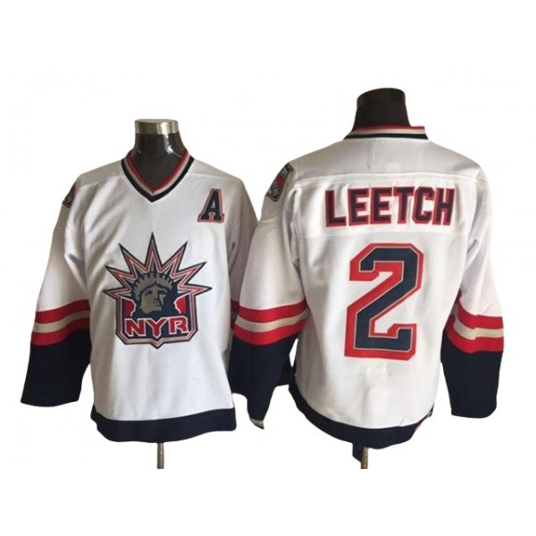 New York Rangers #2 Brian Leetch 1998 CCM Liberty Logo White Jersey