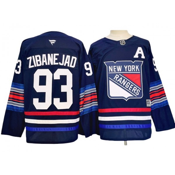 New York Rangers #93 Mika Zibanejad 2024 Navy Alternate Jersey