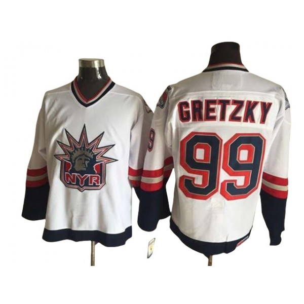 New York Rangers #99 Wayne Gretzky 1998 CCM Liberty Logo White Jersey