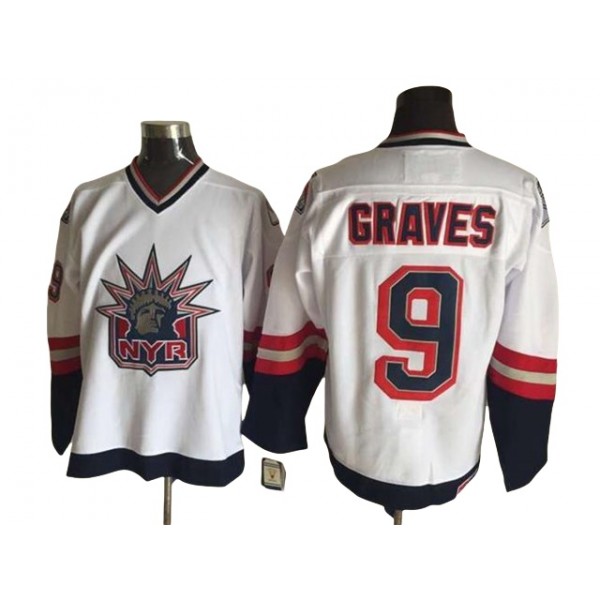 New York Rangers #9 Adam Graves 1998 CCM Liberty Logo White Jersey