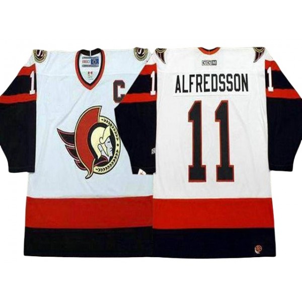 Ottawa Senators #11 Daniel Alfredsson CCM Vintage White Jersey