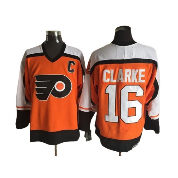 Philadelphia Flyers #16 Bobby Clarke CCM Vintage Orange White Jersey